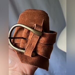 Free People Suede Belt in Rust Brown with Brass Buckle